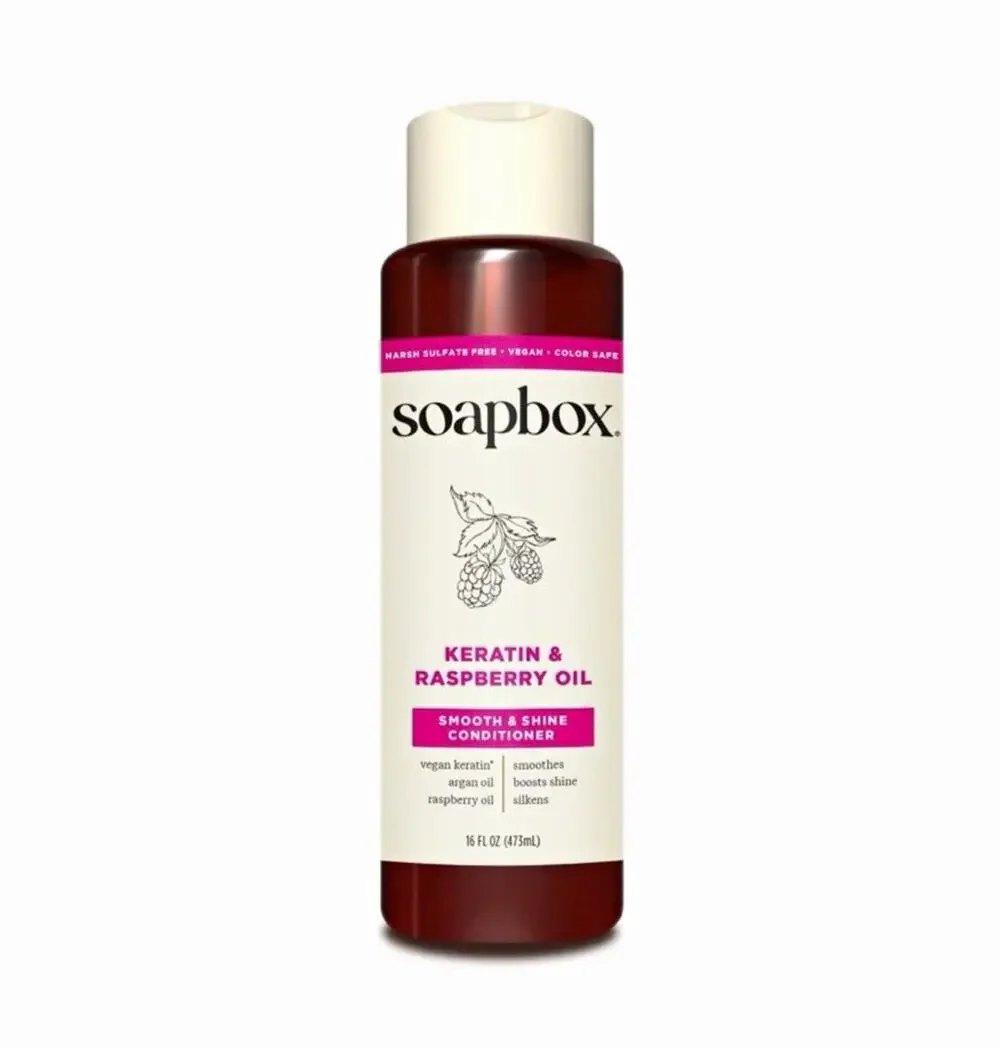 Soapbox Keratin + Raspberry Oil Conditioner Anti-Frizz Vegan 16 fl oz